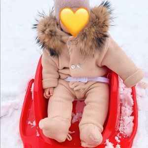 Knitted overall, real fur